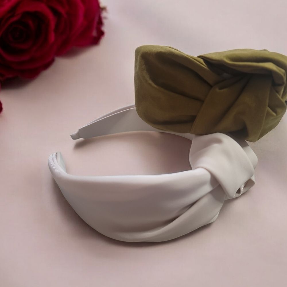 Elegant White and Olive Headband BUNDLE